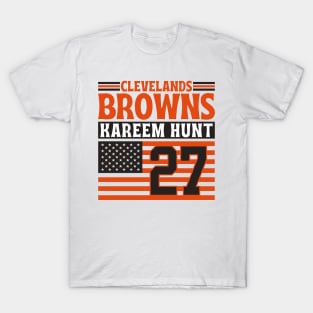 Cleveland Browns Hunt 27 American Flag Football T-Shirt